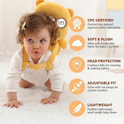 Image of Baby Head Protector Backpack - Soft & Lightweight Head Protection Pillow for Bebe Walking and Crawling(Tiger)