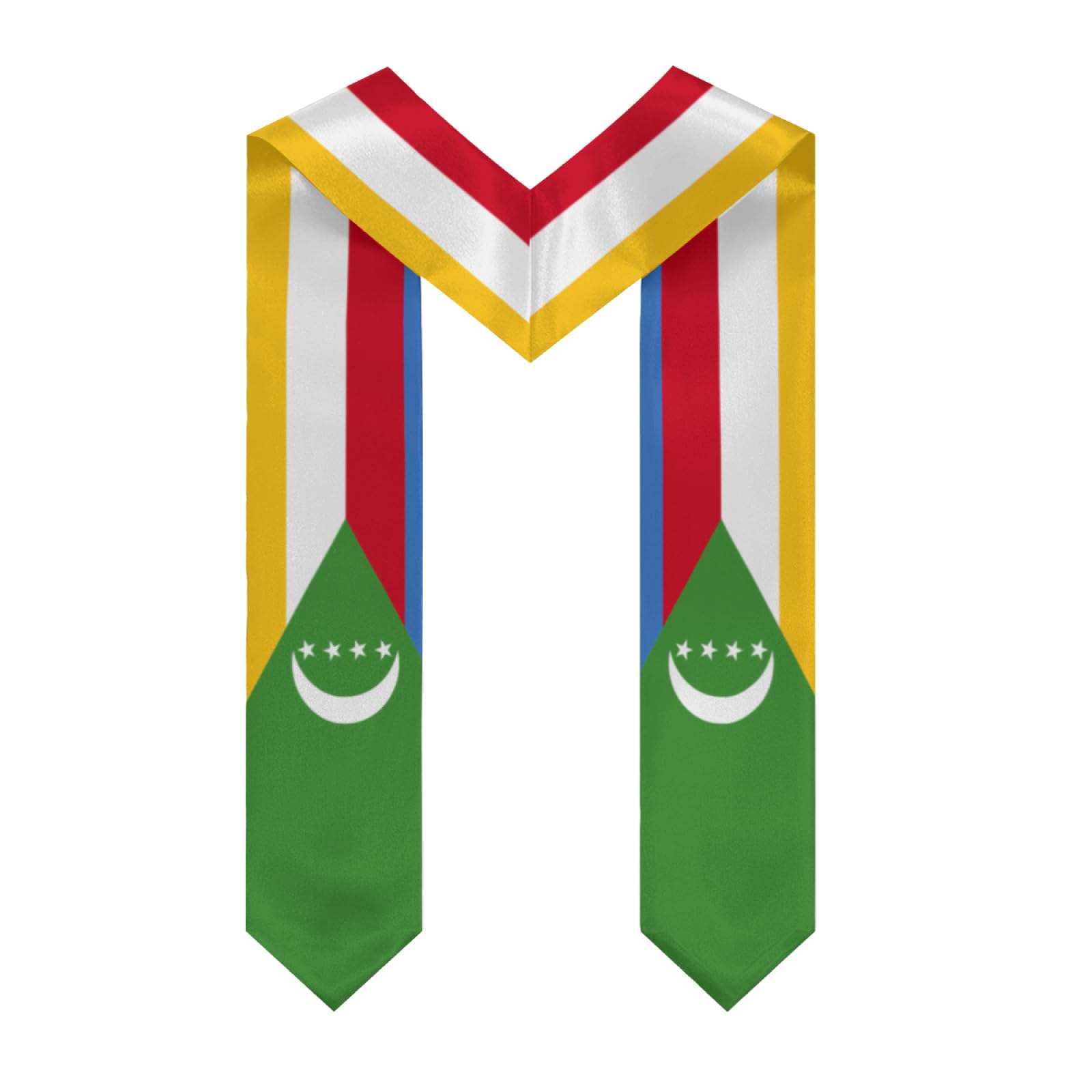 Vintage Comoros Comoran Flag Graduation Stole Shawl Sash for Men Women Unisex Adult Double Sided Thickened V-neck Scarf Class of 2025 Graduate Gift for Teachers Students