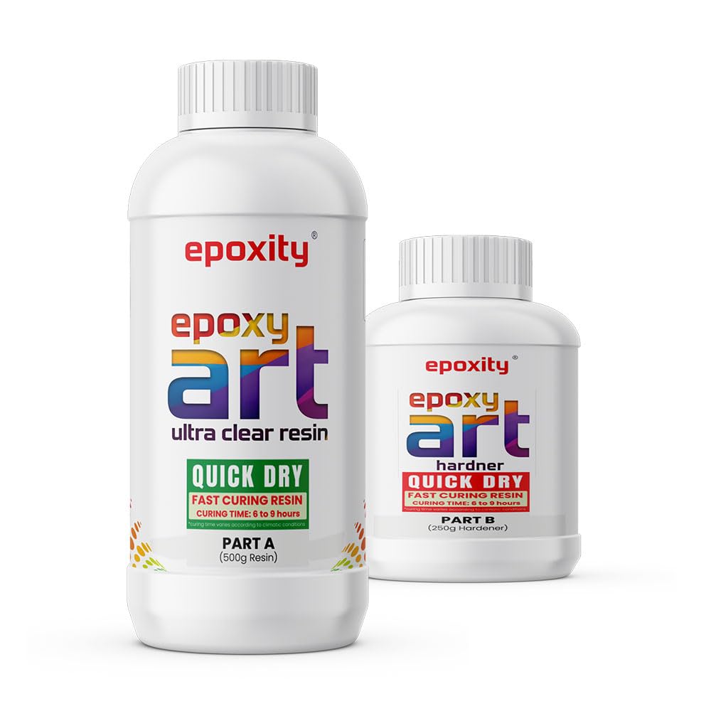 Epoxity Pro-Grade (6 hrs Quick dry) Crystal Clear Fast Cure Epoxy Resin (750g) - Non-Toxic, UV-Resistant for Jewelry, Art & Craft, Keychains & More 2