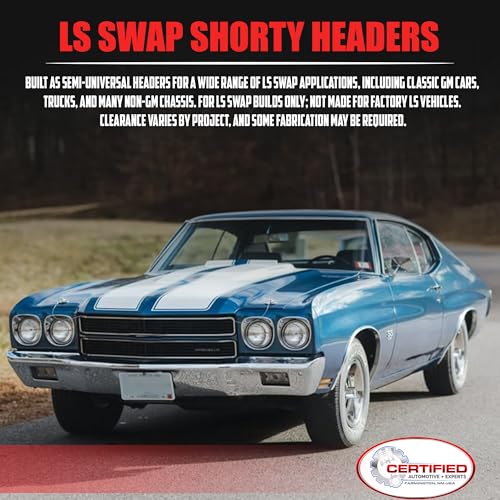 Image of LS Swap Shorty Exhaust Headers V-Band Collectors with MLS Steel Gaskets and LS Header Bolts 304 Stainless Steel For LS Engine Swaps Only Fits 4.8L 5.3L 6.0L 6.2L LS1 LS2 LS3 LS6