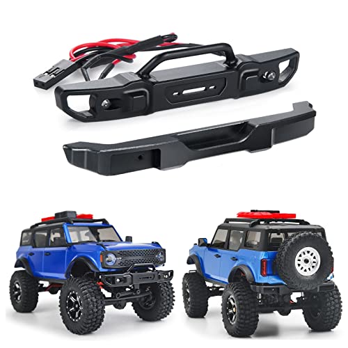 ZuoLan Pare-chocs avant et arrière en aluminium avec lumières LED pour Axial SCX24 AXI00006 Bronco 1/24th RC Crawler Camion de voiture Cover