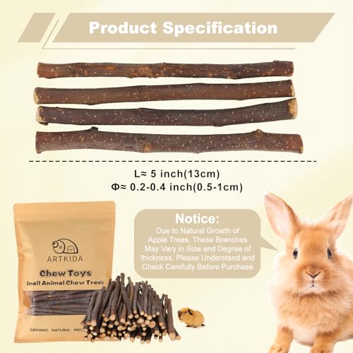 900g Apple Sticks Wood Chew Sticks Toys for Rabbits Chinchillas Guinea Pigs Hamsters Bunny Molar Chew Treats Toys for Teeth, Small Animals Snacks - Image 4