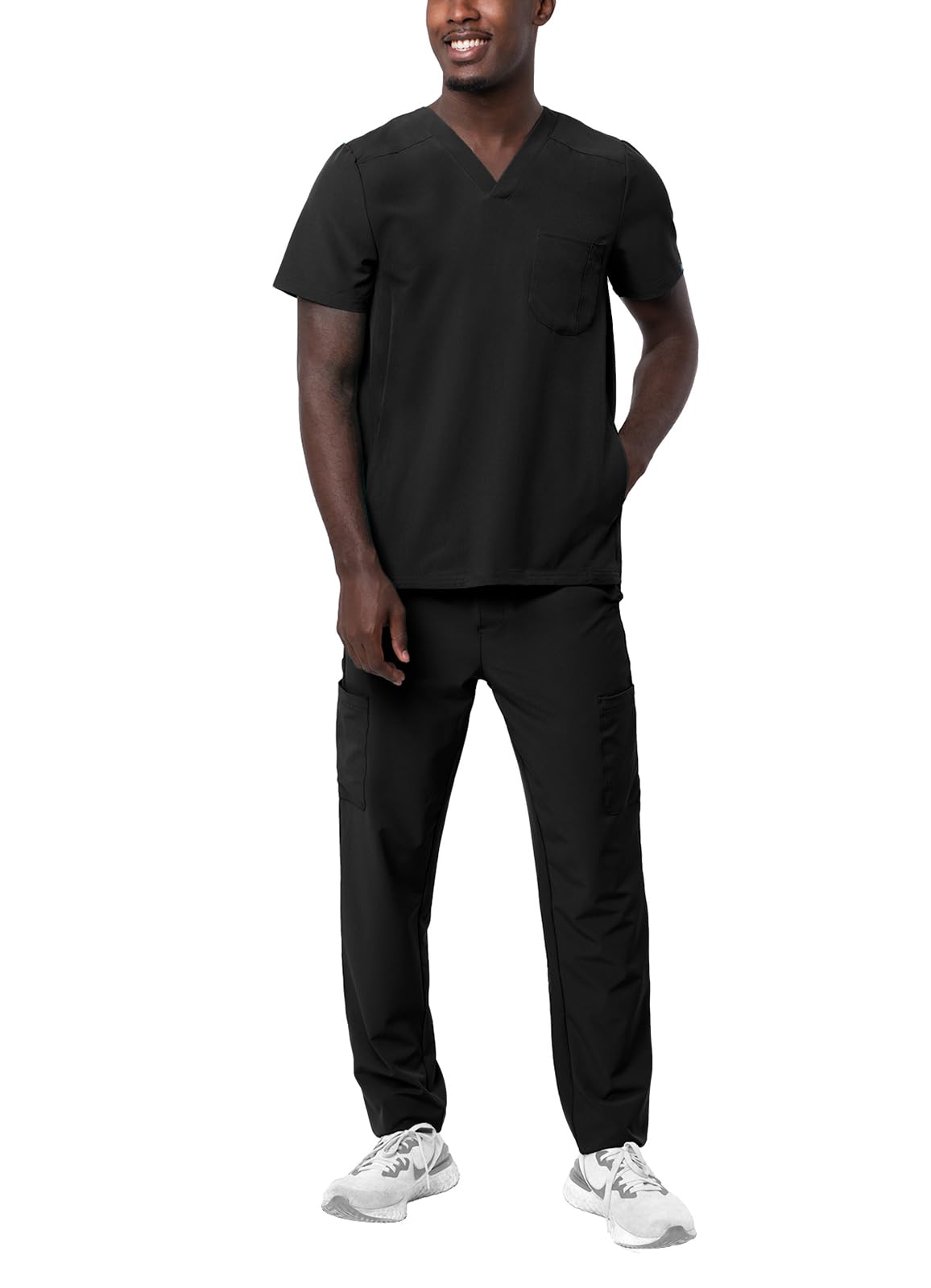 Adar Addition Go-Everyday Scrub Set for Men - Stylish Scrub Top & Cargo Scrub Pants