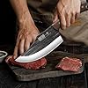 Butcher-Knife-Set-Hand-Forged-Butcher-Chef-Knife-Set-with-Roll-Bag-Sharp-Kitchen-Knife-Set-of-Meat-Cleaver-Knife-Bone-Chopper-Knife-Fillet-Knife-Set-for-Home-Camping-BBQ-Gift-for-Men HOSHANHO Butcher Knife Set, Hand Forged Butcher Chef Knife Set with Roll Bag, Sharp Kitchen Knife Set of Meat Cleaver Knife Bone Chopper Knife Fillet Knife Set for Home & Camping & BBQ Gift for Men