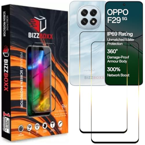 Image of Compatible With OPPO F29 5G Tempered Glass Screen Protector Guard - High Definition, Shatterproof, Easy Install, Anti-Fingerprint Screen Guard (OPPO F 29-6.7 inch) - Pack of 2
