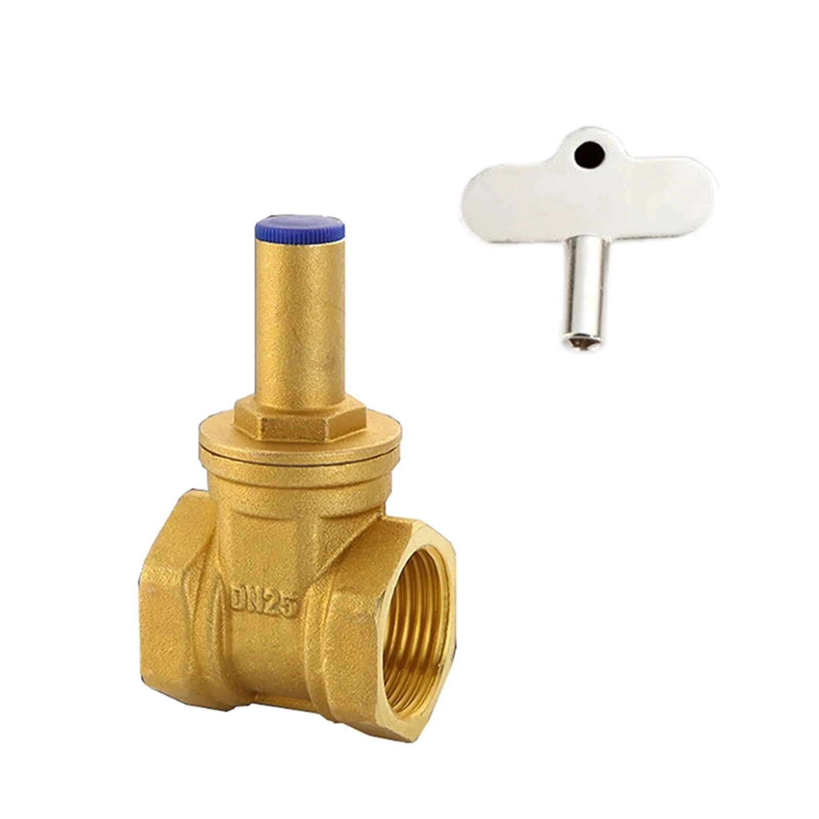 Valvola a saracinesca in ottone da 1,3 cm, 1,9 cm, 2,5 cm, con serratura a triangolo, interruttore a chiave, valvola dell'acqua DN15 DN20 DN25 per contatore dell'acqua, valvola di blocco antifurto