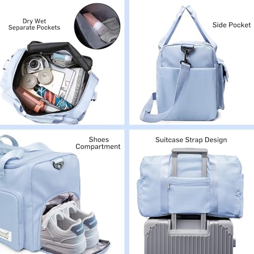 Image of CLAPONE 44 cms Gym Bag for Women Nylon Travel Bags for Women /Duffle Bags /Foldable, with Shoe CompartmentLuggage /Foldable Vanity Travelling Handbags /Gym Shoulder Bag /Duffle Bag(Blue-Gym Bag)
