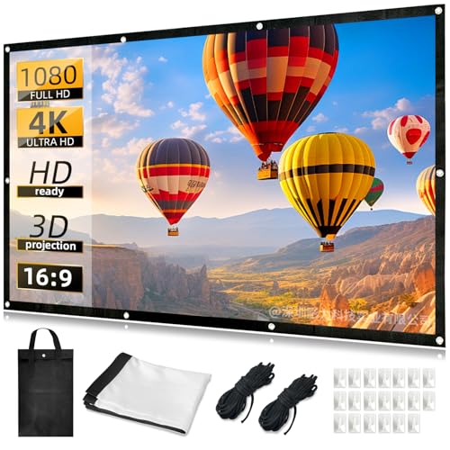Solarsea 150/120-Inch Foldable Portable Projector Screen,Thicker 16:9 Indoor/Outdoor Movie Screen，Projector Screen - for Classroom, Party, Home, Office, and Camping (INCH120)