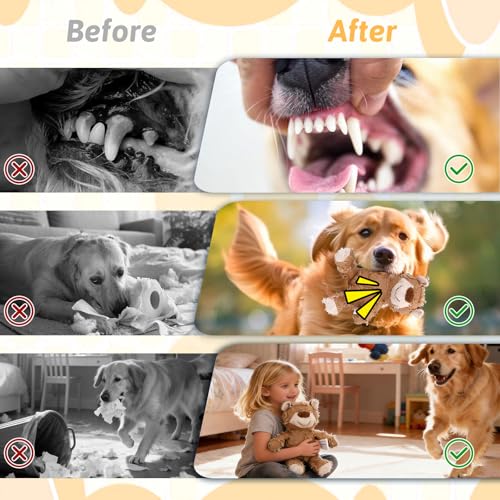 Image of MAXBECK Dog Companion for Heavy Chewers- Indestructible Robust Bear Dog Toy, Resistant Squeaky Dog Toys for Heavy Chewers, Unbreakable Stuffed Plush Dog Toys for Aggressive Chewers (B-Oak)
