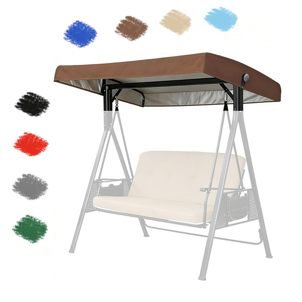 BEWEGNLNHK 75x47in Replacement Canopy Top Cover For Patio Swing, 2/3 Seater Porch Swing Canopy Replacement Top, Waterproof Garden Swing Seat Canopy Cover(Brown)