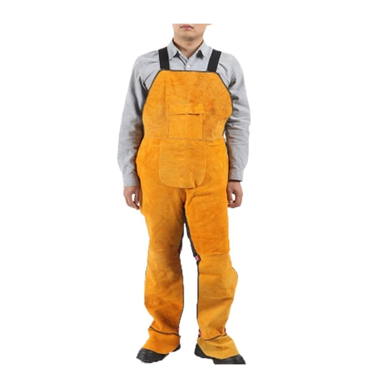 Équipement de Soudage Suites de protection de soudage électrique contre le tablier en cuir chaud du soudeur à haute température ignifuge(Giallo)