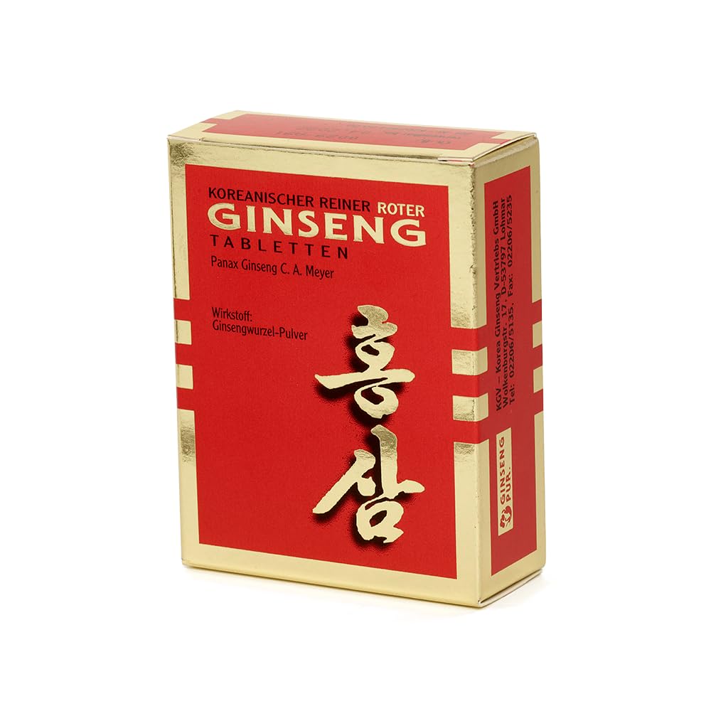 KGV Koreanischer Reiner Roter Ginseng, 60 Tabletten, je 300 mg Ginsengwurzel-Pulver, Arzneimittel mit 6-jährigem Panax Ginseng