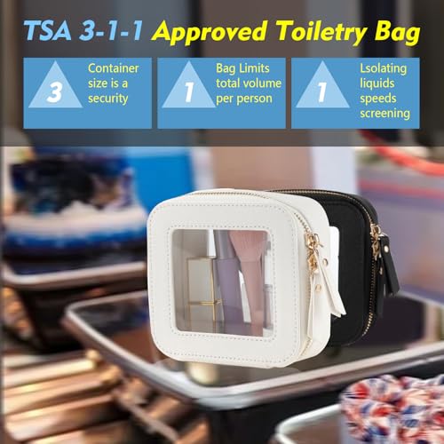 Small Makeup Bag, Travel Toiletry Bag, Mini Double-Sided Clear Waterproof Cosmetic Bag Organizer，Car Essentials for Women (Mini-Black)4