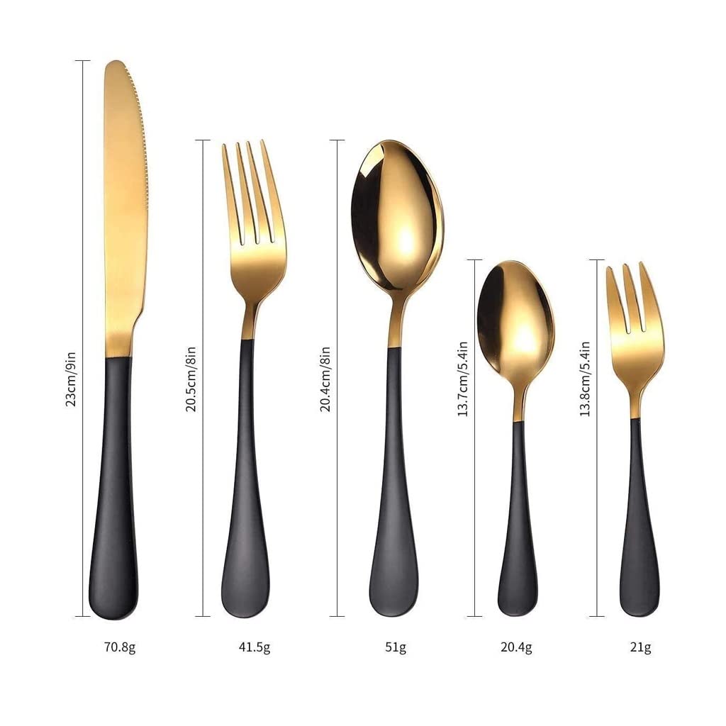 Elegante Set di Posate Miste Set di Posate in Acciaio Inox Coltello forchetta e Cucchiaio 5 Pezzi Set per la Famiglia Cucina Sala da Pranzo Set di stoviglie Decorazione