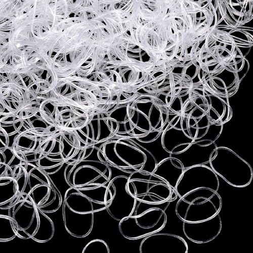 Image of Hicarer 1000 pcs Mini Rubber Hair Bands 1/2" Soft Elastic Bands for Woman Hair Braids Ponytails & Beards Small Dreadlocks, Wedding Hairstyle and More(1.5 cm,Clear)