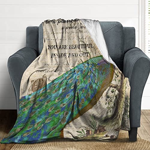 Couverture canapé paon rustique pour cocooning au salon en hiver