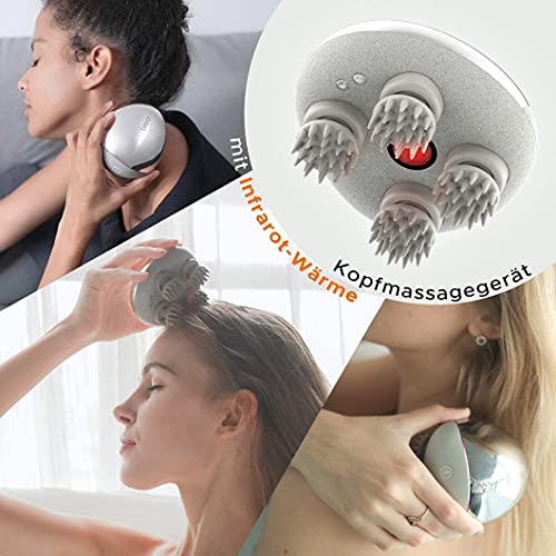 Breo Scalp Mini Pro Massaggiatore Cuoio Capelluto Elettrico | Vincitore iF Design Award 2019, massaggiatore per cuoio capelluto IPX7 con base di ricarica in bambù, senza fili e compatto