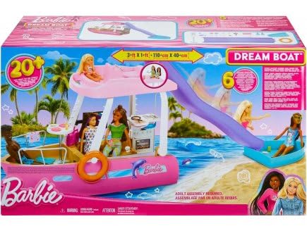 Coffret pour Barbie Grand Bateau avec Piscine : 110 cm - 22 pièces - Set Jouet Fille + Carte Animal