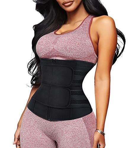 RACELO Womens Neoprene Waist Trimmer Cincher Belt for Workout Sweat Sport Girdle Slimming Body Shaper (S, Black)