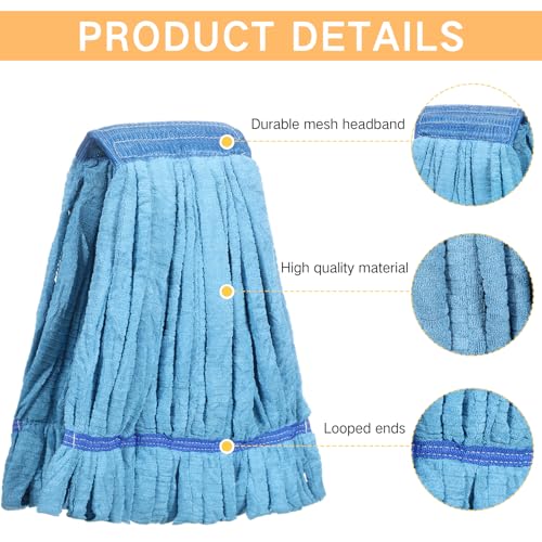 Image of Lallisa 16 Pcs Bulk Commercial Mop Head Replacement 18 oz Tube Microfiber Mop Heads for Floor Cleaning Industrial Mop Heads Blue Looped End Wet Mop Head Refill for Home Commercial Industrial Use