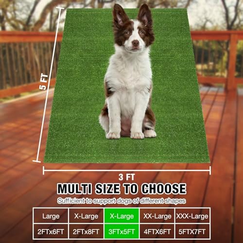 Image of GLOBREEN Artificial Grass for Dogs Potty, 3FTx5FT Puppy Grass Pee Pad, Indoor Outdoor Pets Turf Fake Grass Rug for Balcony Patio
