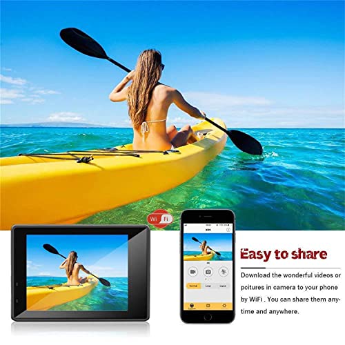yuai Câmera de ação 4K 16 MP, 1080p, Wi-Fi grande angular de 170 graus, câmera subaquática à prova d