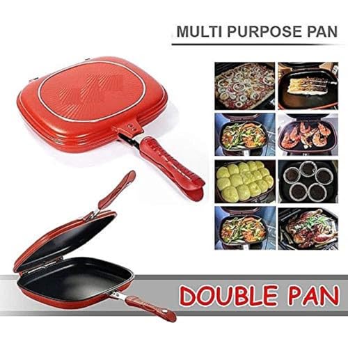 Image of MotiBa Happy Call Double Sided Nonstick Grill Pan, Aluminum Sandwich Maker, Cooking Pancake, Multifunctional Baking for Toaster Breakfast Omelette (1 Pc)