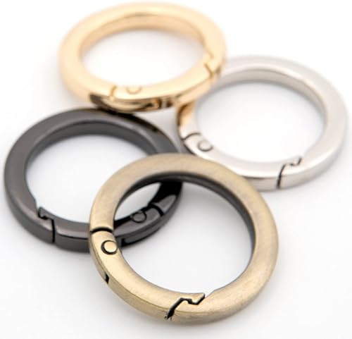 Miniatura 3 de Anillo O de metal para correa de bolso, 4 anillos de resorte para bolso y llaves, dorado (plata, 1 pulgada)