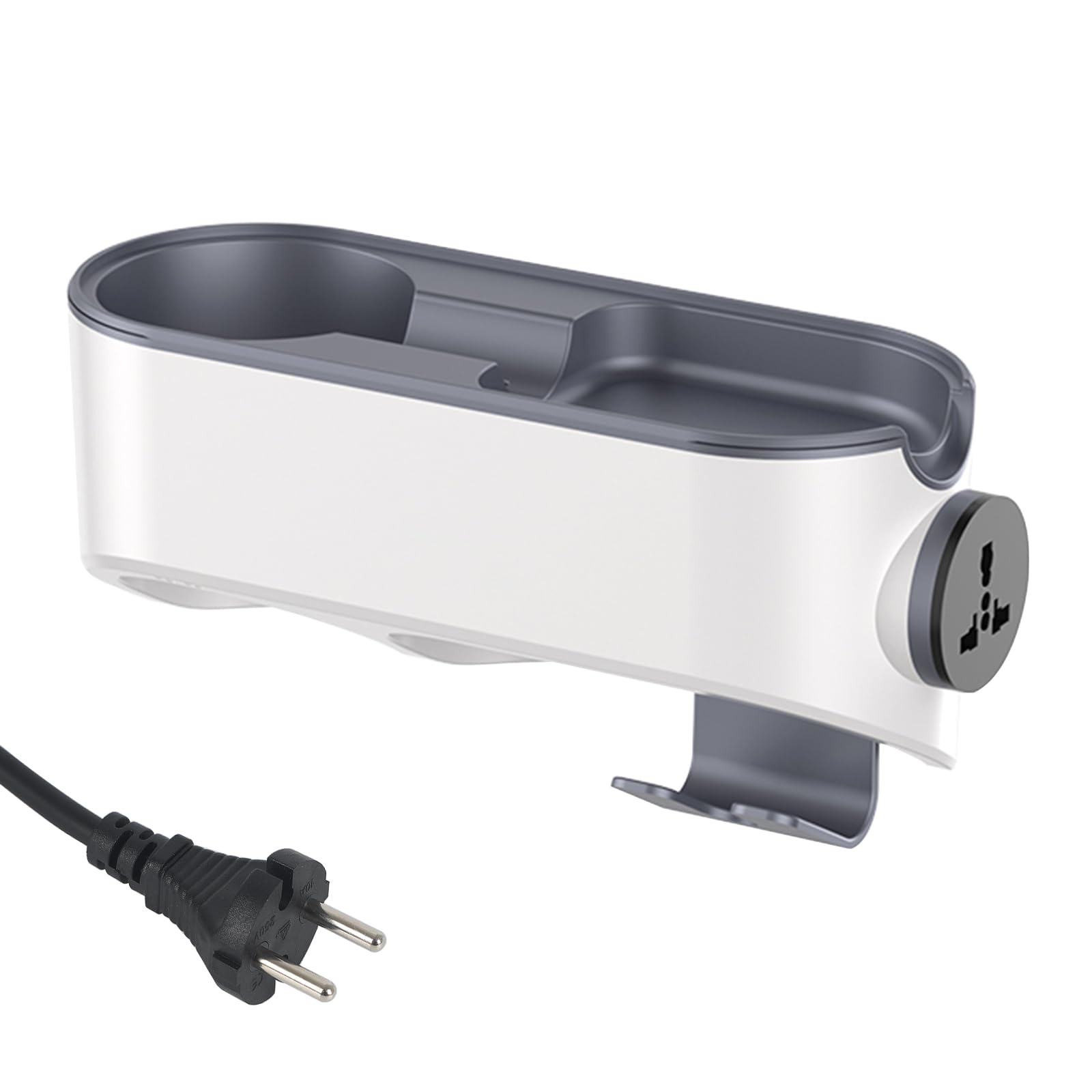 Fönhalter Ohne Bohren, Haartrocknerhalter mit Infrarotsensor Automatischer Händetrockner, Wand Föhn Halterung mit Magnetisch Düsen/Kabelhalter Passen die Meisten Haartrockner für Bad (Weiß)