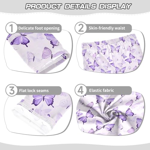 Girls' Athletic Leggings Ankle Length Yoga Dance Pants Kids Teen 4T Purple Butterflies3