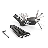 WOTOW Bike Repair Tool Kit, 16 in 1 Bicycle Multitool with Tire Levers Hex Spoke Wrench, Multi Function Accessories Set for Road Mountain Bikes