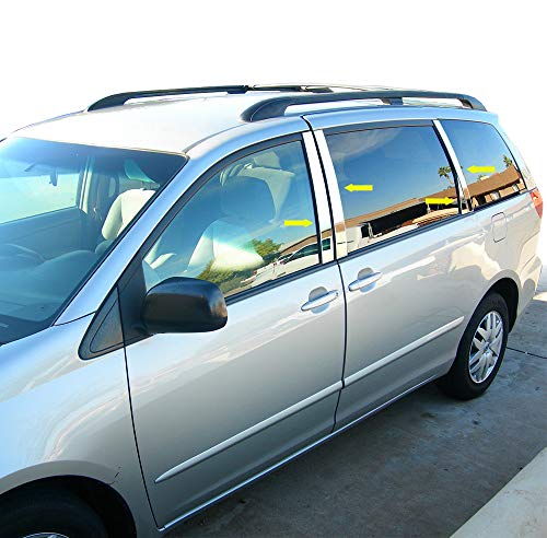 Made in USA! Compatible with 2003-2010 Toyota Sienna 8PC Stainless Steel Chrome Pillar Post Trim