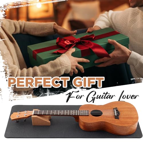 Image of Klyyo 41 Inch Guitar Mat with Neck Rest, 8mm Thick TPE Non Slip,Black | Dual Height Cradle for Bass Guitar, Repair Bench Pad for String Change Cleaning, Fits Acoustic Electric Ukulele