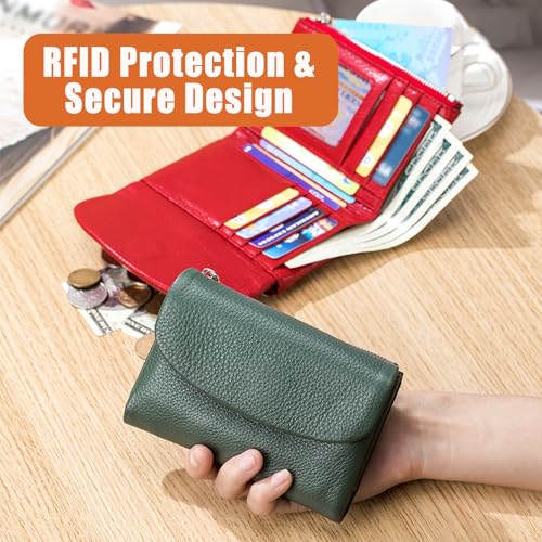 Unisex Pebble Real Leather RFID Wallet – Slim Bifold Zipper Wallet with ID Windows with Coin Pockets, Card Slots & Cash Holder – Scratch Resistant, Waterproof, Travel-Friendly (D-Orange)4