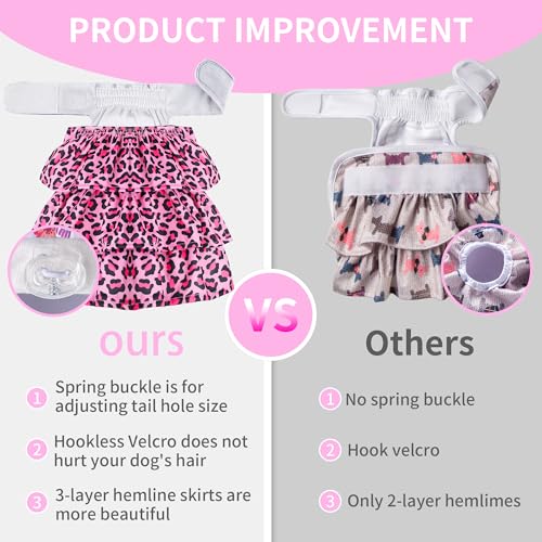 Image of Cathy Doll 3 Pack Premium Reusable Washable Dog Diapers for Female Dogs in Heat Period Incontinence Puppy Training Highly Absorbent Leak-Proof Durable Pink (S)