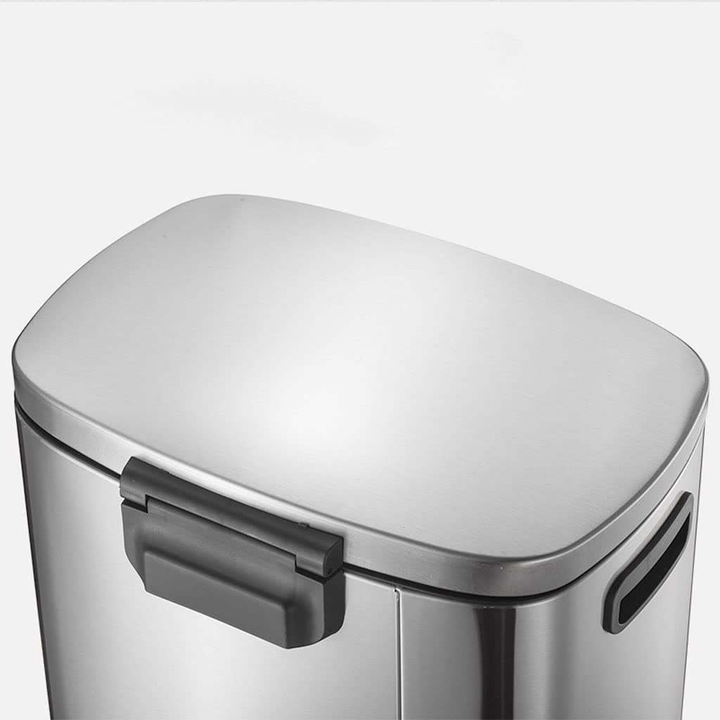 Papelera Bote de basura de baño de acero inoxidable 50L Bote de basura clasificable tipo pie para interiores al aire libre Bote de basura de gran capacidad Bote de basura para Cocina Basurero Cocina