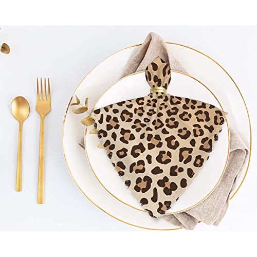 Yibeas TNC4A1091 Leopard Cloth Napkins Set Of 4 Soft Animal Leopard Print Pattern Polyester Dinner Napkin thumb #4