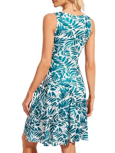 Image of Women's Spring Floral Sundress Sexy V Neck Sleeveless Ruffle Flowy Tank Short Summer Dress with Pockets