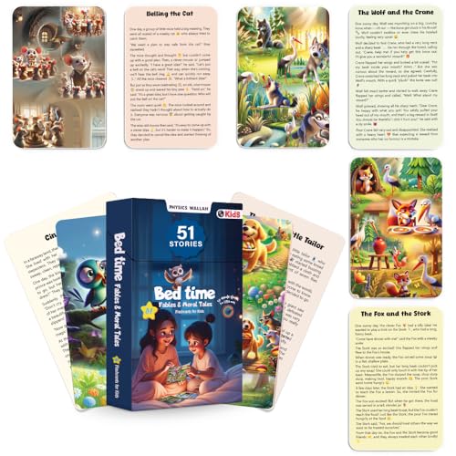 Image of Bedtime Fables and Moral Tales Flashcards for Kids, 51 Colourful & Short Stories Flashcards for 3-6 Years Old, Montessori Educational Toy