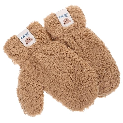 Cartoon Plush Winter Gloves for Girls Thickened Fleece Mittens Adorable Animal Motif Warm and Comfortable for Boys and Girls Outdoor Activities in Cold Weather