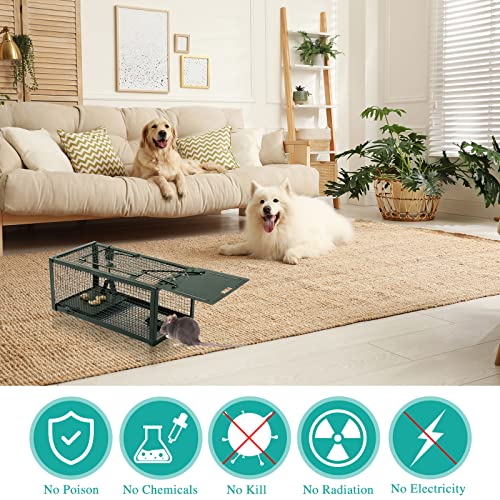 Qualirey MNA-QUALIREY-602 2 Pcs Live Rat Trap Humane Mouse Trap Mice Rat Cage Work For Small Animal Indoor And Outdoor Mouse Voles Hamsters Catch And Release thumb #3