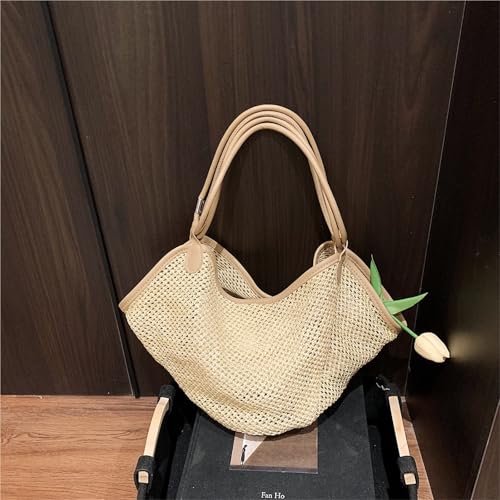 2 Set Straw Shoulder Bag For Women Summer Travel Underarm Handbag Large Capacity Beach Tote3