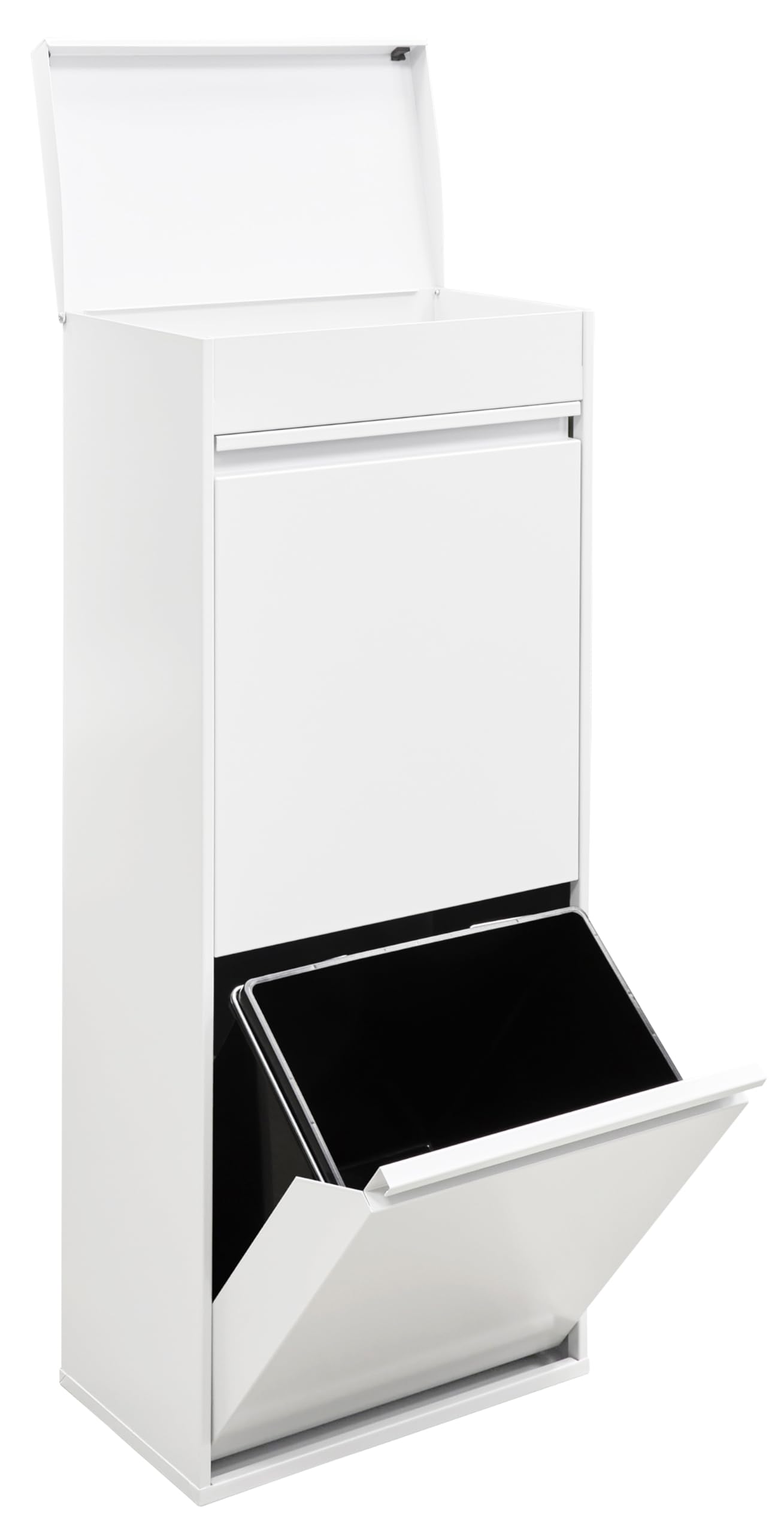 Arregui Top CR421-B2 Cubo de Basura y Reciclaje de 2 Compartimentos con Cajón Superior | 2x23 L (46 L) | con Cubetas grandes para Envases | Contenedores de Reciclaje de Cocina | blanco