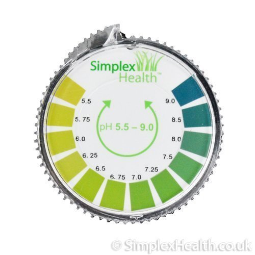 Simplex Health, Indicatore di pH, Test con rotolo di strisce di carta, 5,5  9,0, per acqua, urina e saliva  5 metri