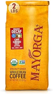 Mayorga Decaf Dark Roast Coffee, 2 lb bag - Swiss Water Decaffeinated Café Cubano Coffee Roast - 100% Arabica Whole Coffee Beans - Smoothest Organic Coffee - Specialty Grade, Non-GMO, Direct Trade