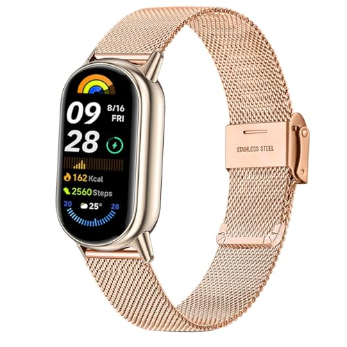 Issinlky Bracelet métallique pour Xiaomi Mi band 8/9, Bracelet acier inoxydable pour Xiaomi band 9/8 Smart Watch