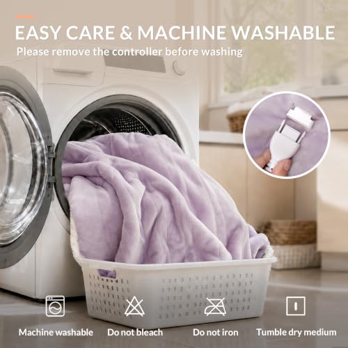 HOMLYNS Wearable Heated Blanket Wrap with Hood, 40 x 70 in, Purple - image 8