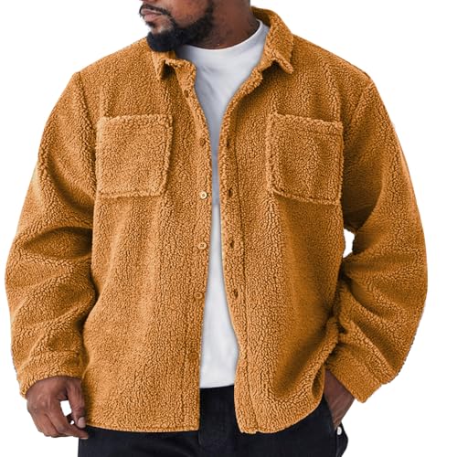 Winter Jackets for Men Fleece Lined Vintage Plush Warm Big and Tall Thicken Zip Up Long Sleeve Hunting Streetwear
