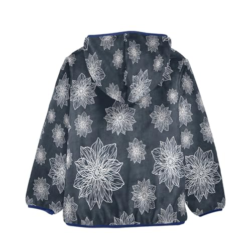 Floral Pattern on Dark Background Toddler Fleece Jacket Girl Boys Hooded Fleece Jacket Coat Warm Outwear Zip-up 3-10T2