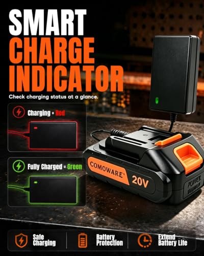 Image of COMOWARE 20V Fast Charger, 30W Official Charger Adapter for COMOWARE 20V Cordless Drill Battery, Rapid Charging Tool Accessories